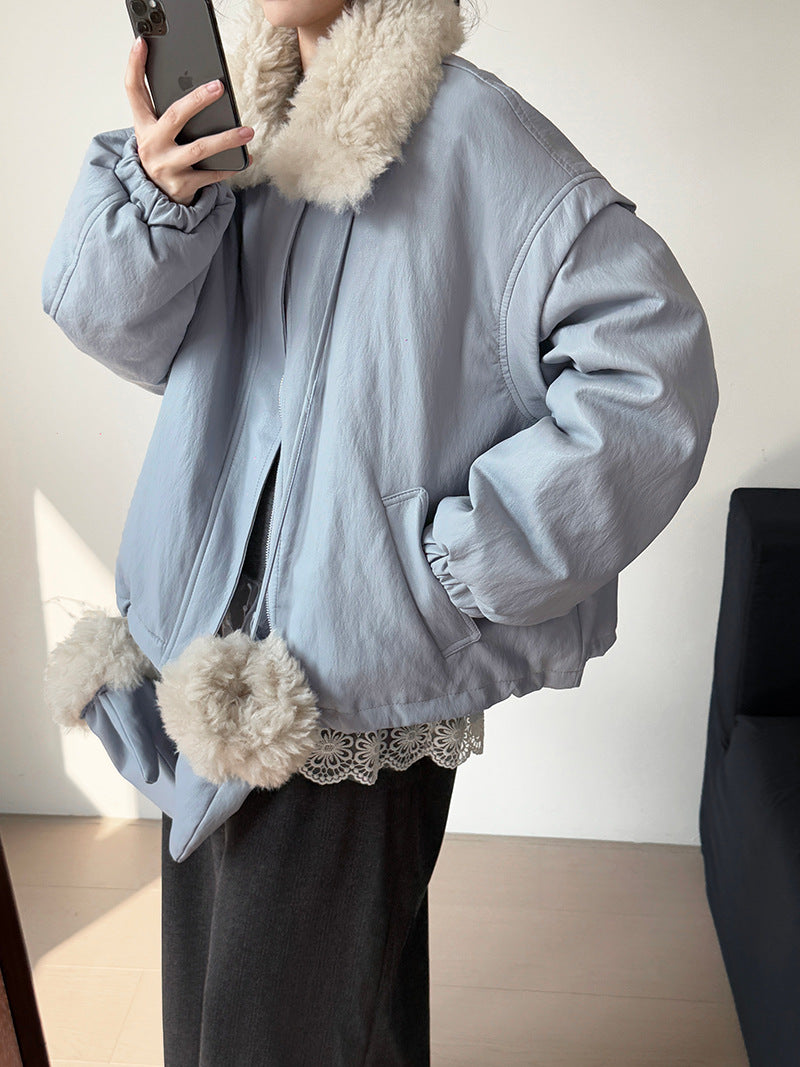 Women's Retro PU Leather Down Jacket