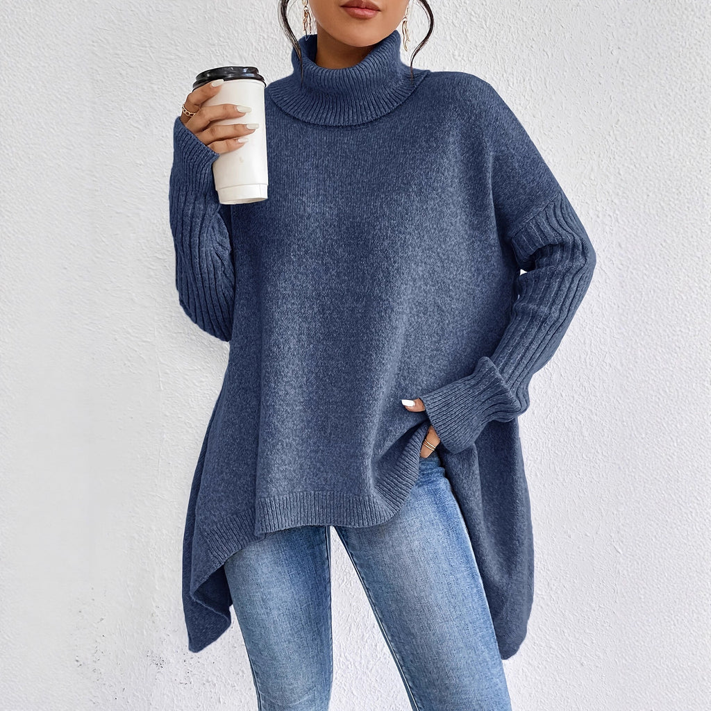 High-Neck Chunky Knit Sweater