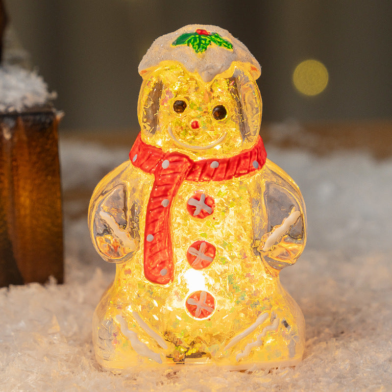 Glowing Christmas Gingerbread Man Snowman Ornament