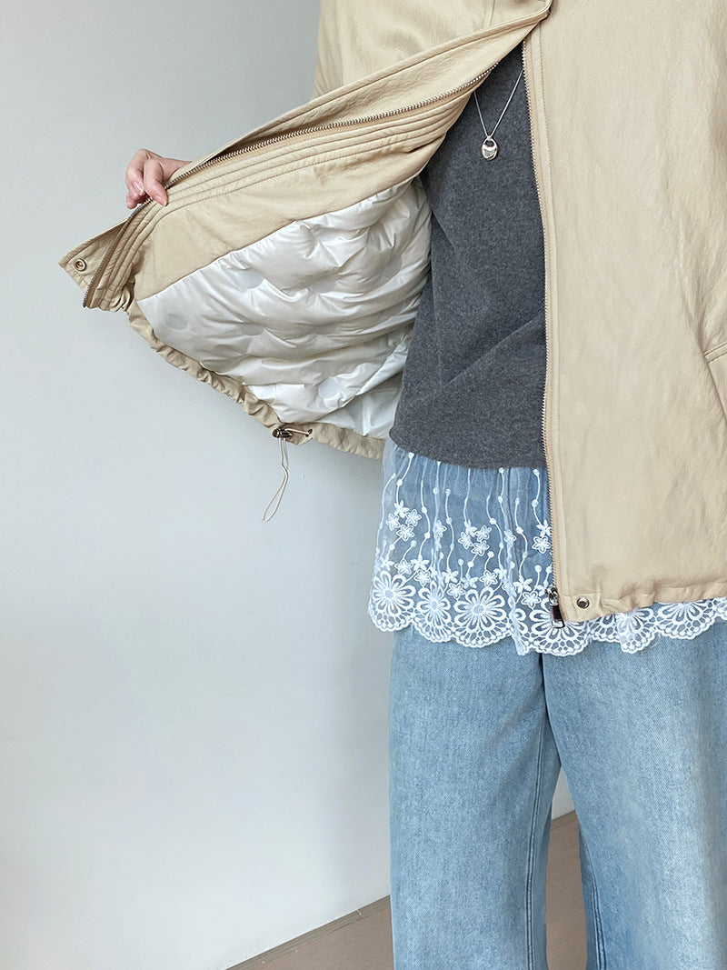 Women's Retro PU Leather Down Jacket